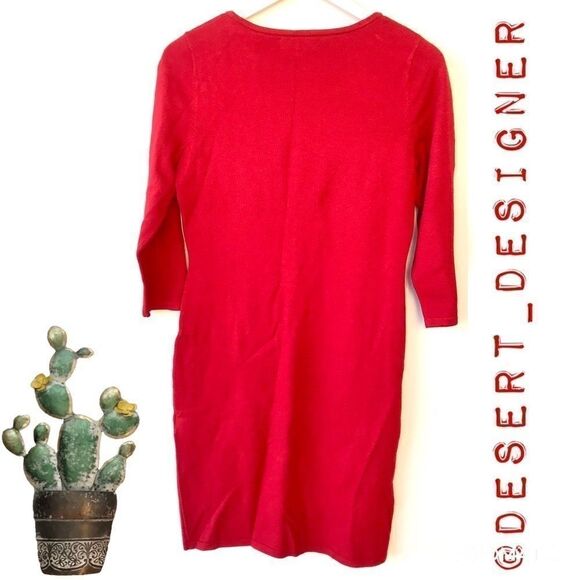 Nine West Red Tan Abstract Sweater Dress size Small - Picture 2 of 6